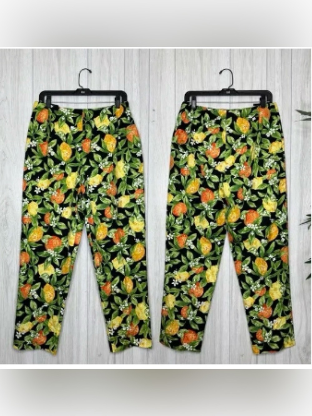 Talbots Black Floral Citrus Pants